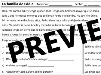 Spanish easy comprehension worksheet