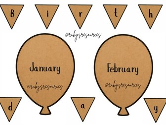 Neutral Birthday Balloons Display- Classroom Decor