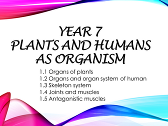 IGCSE :Plants and Humans as organisms (Skeletal system, joints, antagonistic muscles)_Year 7, KS3
