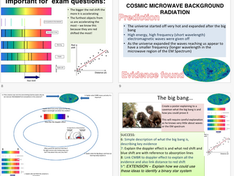 Evidence for the Big Bang - research support sheet, AFL activities and success criteria