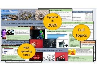 AQA A Level / AS Level French – Bundle for THEME 2 (patrimoine, musique, septième art) FULL TOPICS!