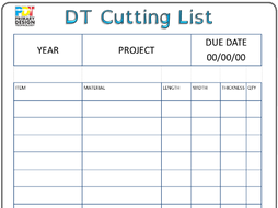 Design and Technology Cutting List Proformer | Teaching Resources