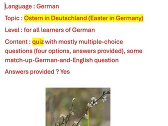 Ostern in Deutschland, Easter in Germany, quiz, multiple-choice