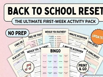 Back to School Reset  First Week Icebreakers & Classroom Culture Pack