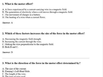 The Motor Effect Quiz