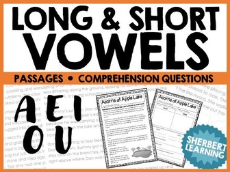 Long and Short Vowel Sounds - A  E  I  O U Reading Passages & Comprehension