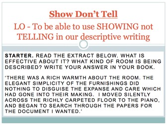Descriptive Writing - Show don't tell, Lesson 4