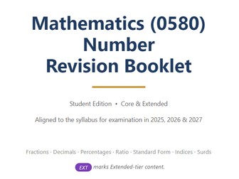 Cambridge IGCSE Mathematics Number Revision Booklet + Answers & Mark Scheme