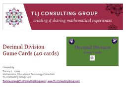 Decimal Division Game Cards (40 cards)