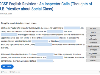 GCSE English Revision : An Inspector Calls