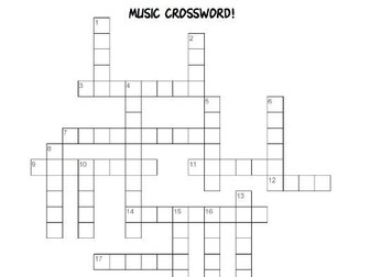 Music Crossword (Instrument families, key language)