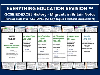 *RESOURCE BUNDLE* GCSE EDEXCEL History Revision Guide and Notes for Paper 1 (Migrants in Britain, c800-present & Notting Hill, c1948-70)