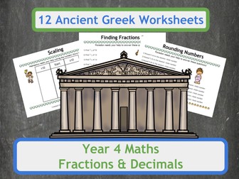 Ancient Greek Themed Maths Worksheets Complete Collection for Year 4