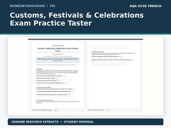 AQA GCSE French 8652 - Customs, Festivals & Celebrations Exam Practice Taster