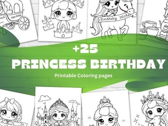 Princess Birthday Coloring Book for Kids (Ages 3–7)