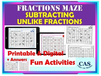Fractions | Subtracting Unlike Fractions | Fun Activities | Printable and Digital