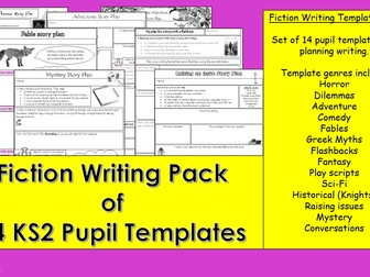 Fiction Writing Pack of 14 KS2 pupil templates.