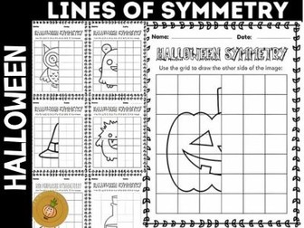 Halloween Lines of Symmetry - Reflection Drawing - MATH Activities