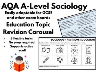 GCSE / A-Level Sociology – Education Topic Revision Carousel | Independent, Homework, or Cover Task