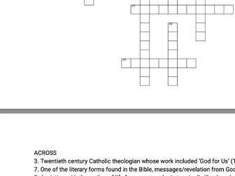 GCSE Catholic Christianity Key words crossword