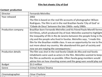 City of God Fact Sheet- Eduqas A level Film Studies