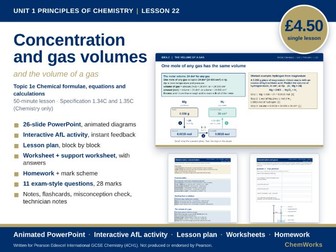Edexcel IGCSE Chemistry Unit 1 – Principles of Chemistry: Lesson 22, Concentration and Gas Volumes