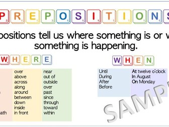 Prepositions Word Mat-  Colourful!