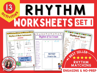 RHYTHM Music Worksheets Set 1