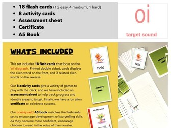 Decodable Phonics Book & flashcards. OI Nonsense words homework pack. Phonic screening. OI.easy.set3
