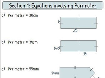 Forming and Solving Equations Worksheet - Mixed Geometry
