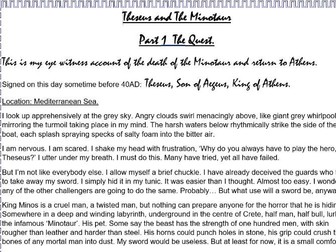 Theseus and the Minotaur Diary example with 24 KS2 comprehension questions.
