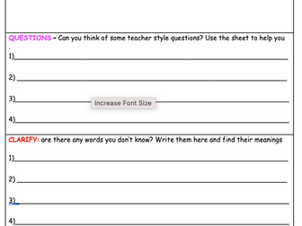 Generic Novel study booklet using reciprocal reading