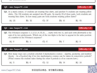AMC - American Mathematics Competition - Questions By Difficulty - Combination