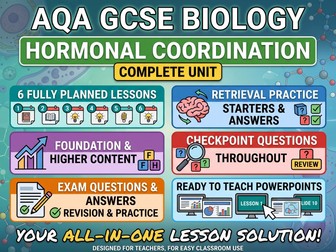 AQA GCSE Biology Hormonal Coordination Unit: 6 lessons