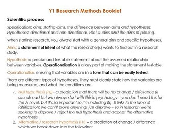 Research Methods AS AQA Work Booklet