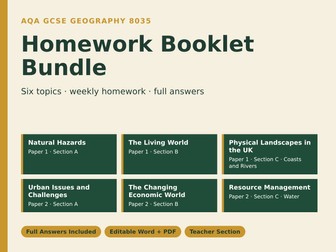 AQA GCSE Geography Homework Bundle