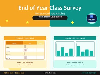 End of Year Class Survey - Numeracy and Data Handling - CfE First and Second Level Bundle