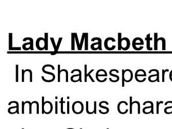 AQA GCSE Lady Macbeth essay