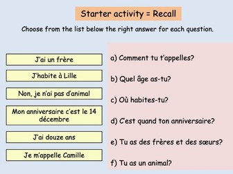 GCSE French - Family topic