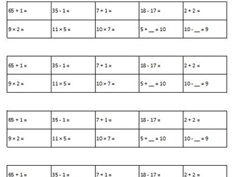 Year 1 10 in 10 arithmetic questions generator