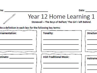 CCEA Traditional Music Unit Worksheets