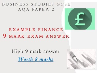 AQA BS GCSE Sample 9 Mark Finance answer 2022 - high mark