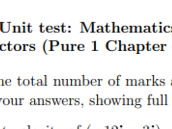 Edexcel Pure 1 Chapter 11 Unit Test - Vectors