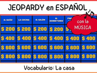 Spanish Jeopardy PPT Game - Vocabulario : La casa - House Vocabulary