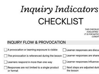 Inquiry Indicator Checklist
