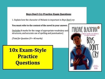 GCSE 9-1 Boys Don't Cry - Malorie Blackman - Practice Exam Questions