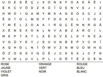 French Colours Wordsearch
