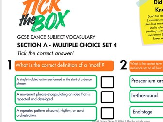 GCSE Dance Section A: Multiple Choice Set 4