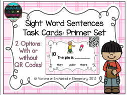 Sight Word Sentences Task Cards: Primer Set