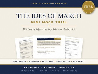 FREE Julius Caesar Mock Trial | Ides of March One-Period Roman Republic Activity | Grades 9-12